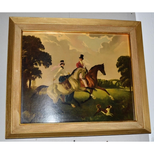 284 - Large Georgian style print of a a male and female riding horses