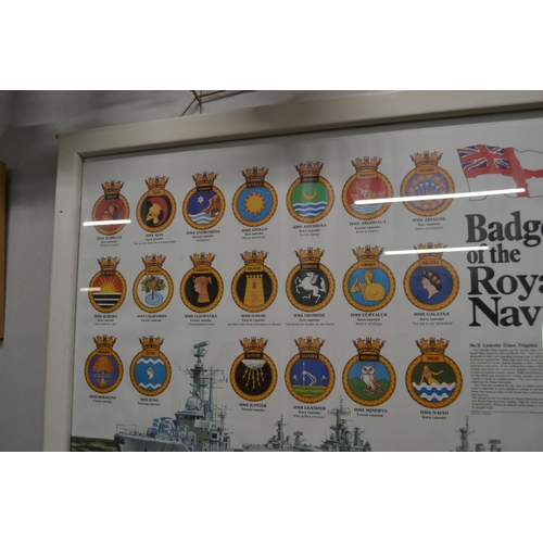 291 - 3 framed display of 'Badges of the Royal Navy'