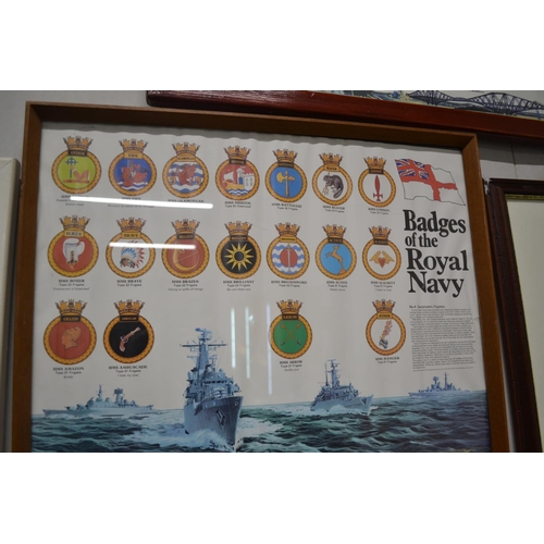 291 - 3 framed display of 'Badges of the Royal Navy'