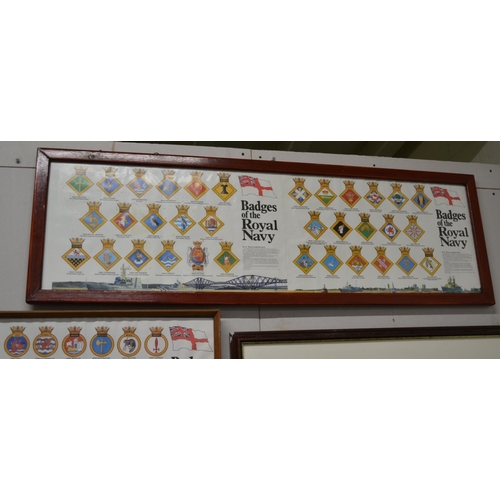 291 - 3 framed display of 'Badges of the Royal Navy'