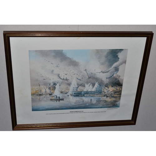 293 - Vintage Print of the Bombing of Malta Harbour after Galea