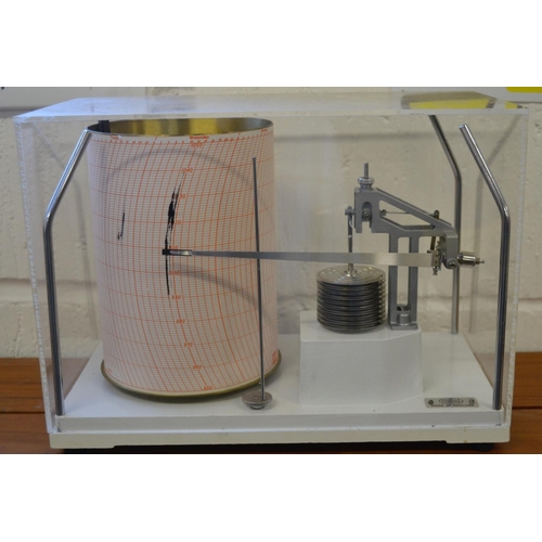 347 - An unusually large Casella barograph in perspex case