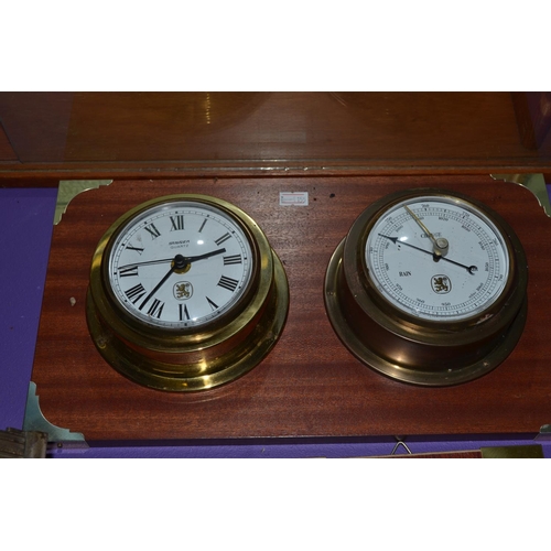 349 - A collection of 5 clocks and barometers - nautical themed