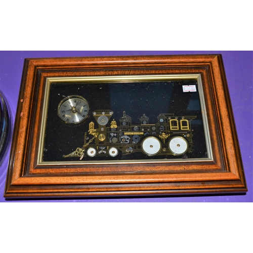 355 - Ken Broadbent - American Locomotive clock parts collage wall clock