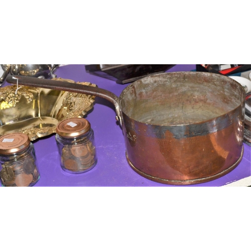 370 - Large antique copper saucepan by G & Co c.1900