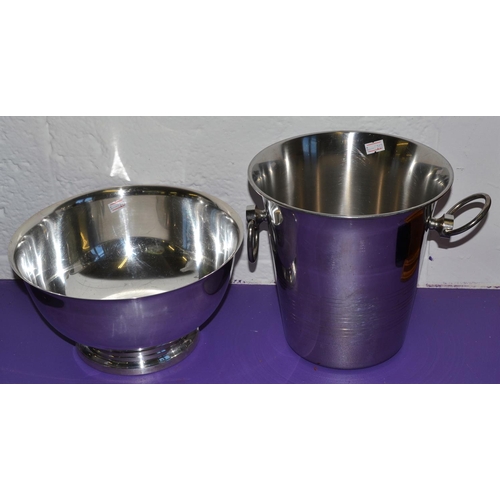 378 - A silver plated punch bowl and a silver plated champagne bucket