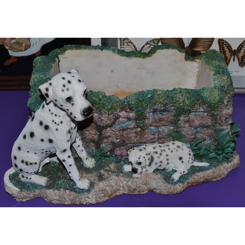 388 - Resin planter formed with 2 Dalmatian dogs