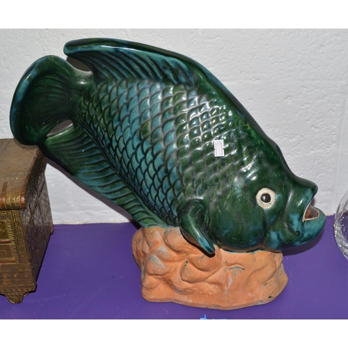 396 - A large pottery figure of a carp