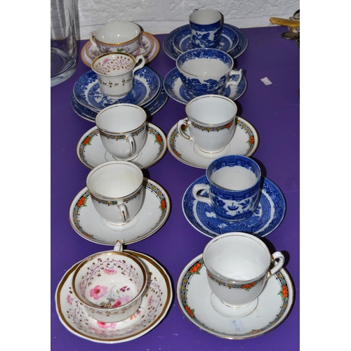 440 - A collection of antique tea cups and saucers