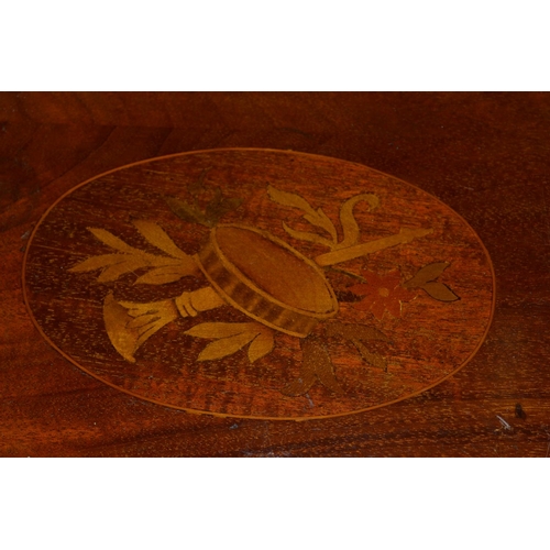 449 - An Edwardian wooden butlers tray with marquetry inlay