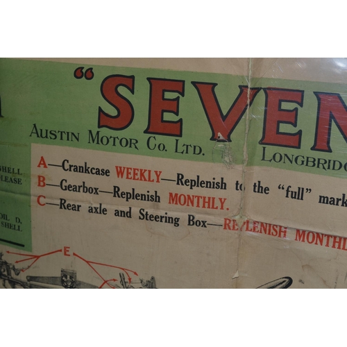 469 - A rare 1920's/30's Austin Seven garage wall chart - folio case not included