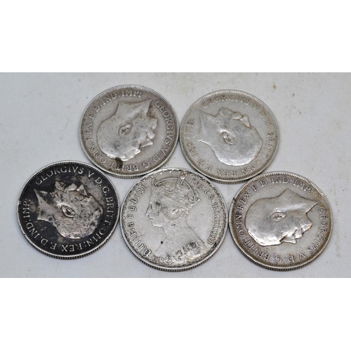 568 - 5 x pre-1920 Florin coins