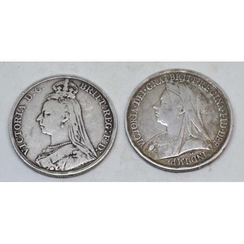 578 - 2 x Victorian silver Crowns - 1893 and 1891