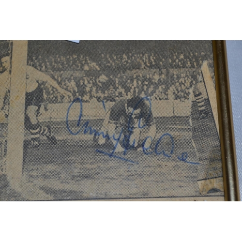 591 - Jimmy Greaves signed newspaper clipping and a signed $2 note - unreadable