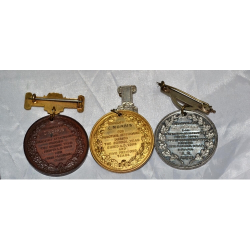 601 - 3 Victorian School medals