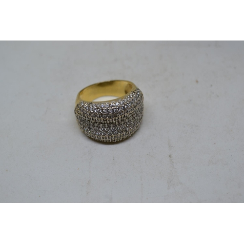 643 - Large Pave set white stone cocktail ring marked  EKO 585 - Size T