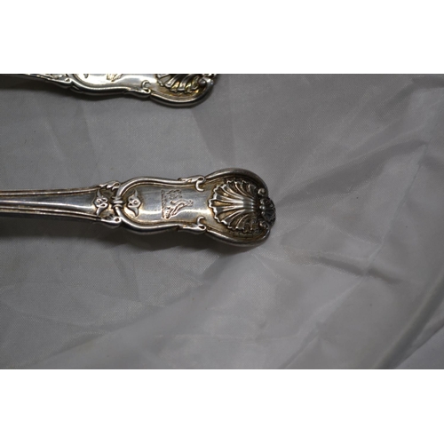 647 - 6 silver forks and an unusual serving spoon - 4 forks and spoon - London 1828 by William Chawner II ... 