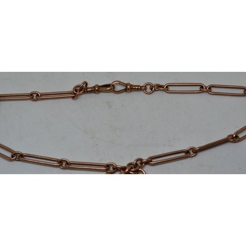 653 - Victorian gold Albert Chain with stretched links - 44.5g