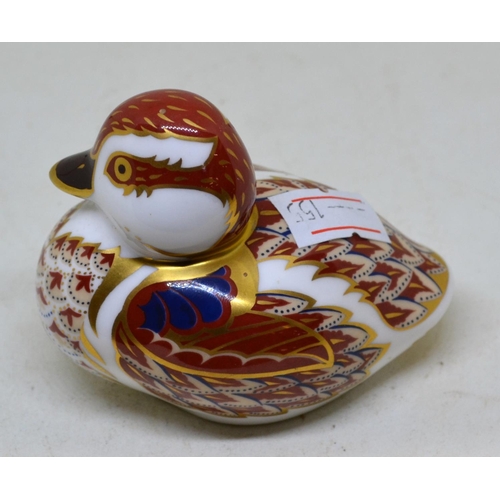 685 - Royal Crown Derby Duck Paperweight with Gold Stopper