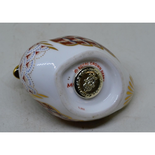 685 - Royal Crown Derby Duck Paperweight with Gold Stopper