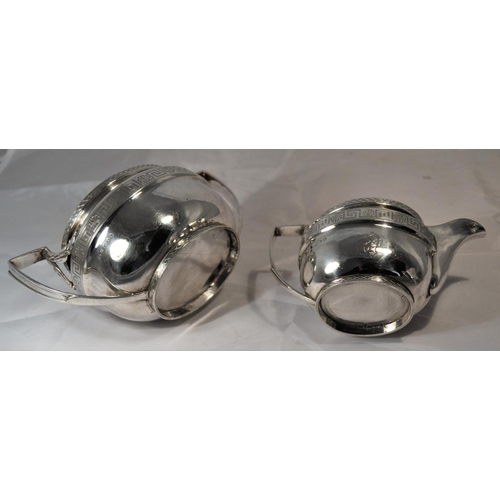 700 - A George III silver cream jug and sugar bowl - London 1805 by John Emes - 590g approx