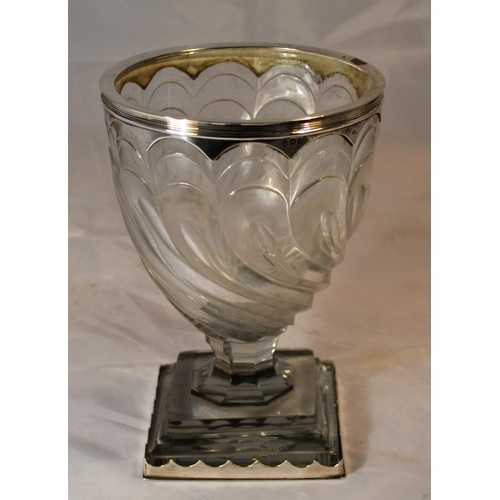 704 - A Georgian glass and silver mounted vase - London 1791 by John Robins