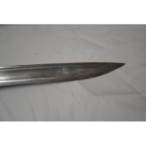 736 - Unusual Ethinc brass and wooden sheathed knife