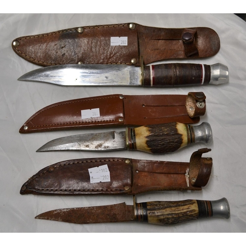 738 - 3 vintage knives - 2 with horn handles - One marked Slater Bros of Sheffield