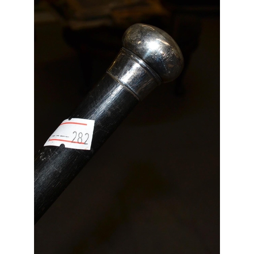 747 - A silver mounted walking cane - London 1901 - makers mark obscured