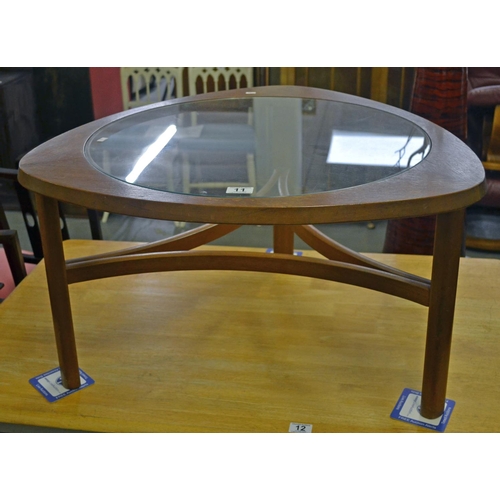 11 - A 1960's Nathan Retro glass topped coffee table