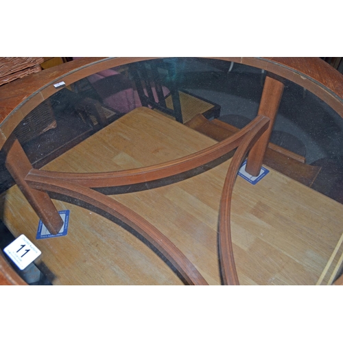 11 - A 1960's Nathan Retro glass topped coffee table