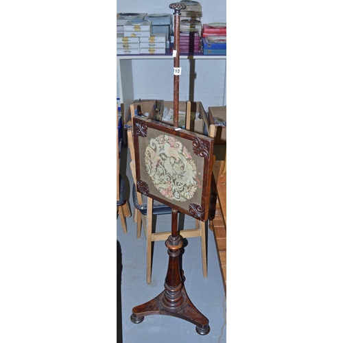 110 - Antique Mahogany pole screen with tapestry