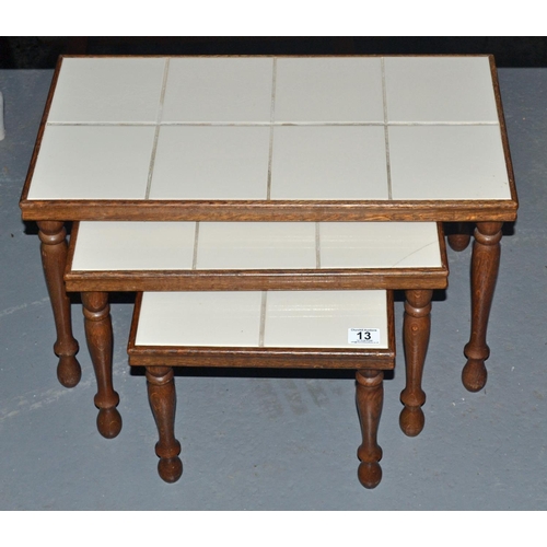 13 - Nest of 3 tile topped coffee tables