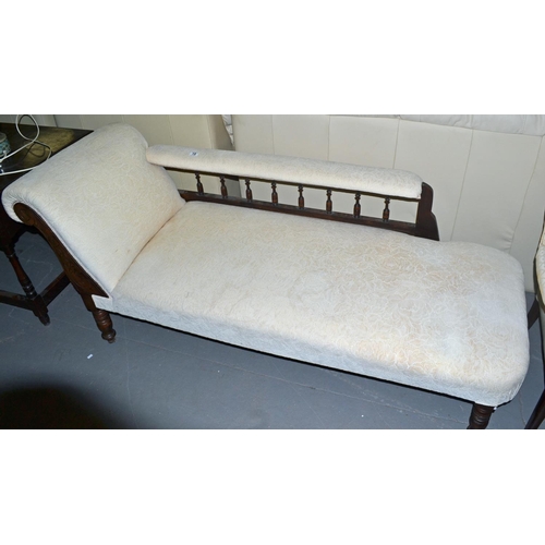 19 - Edwardian cream covered Chaise Lounge