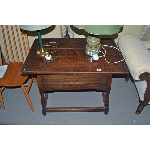 20 - Vintage Oak table in the 17th century style used as cutlery box