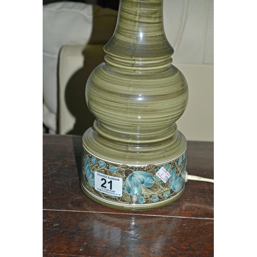 21 - A Jersey pottery table lamp with shade