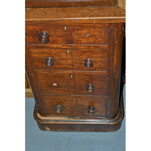 29 - Victorian Mahogany leather topped desk with faux drawers