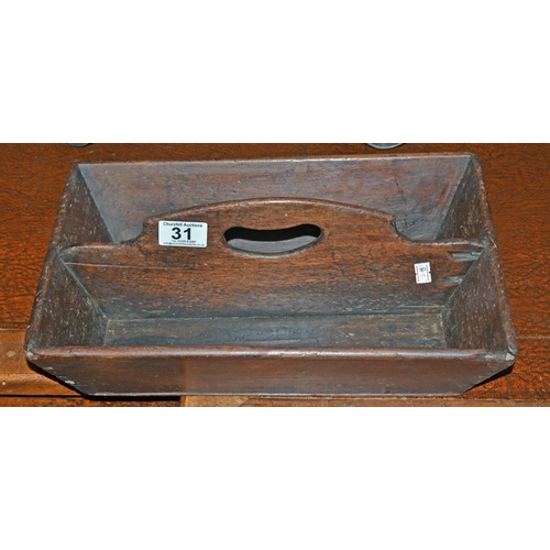 31 - Georgian Oak cutlery box or tray