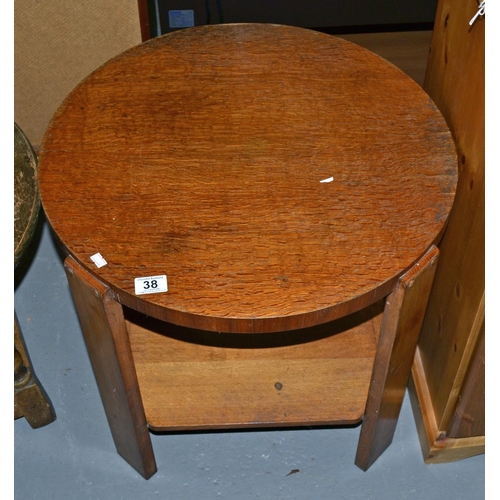 38 - Art Deco period Oak round coffee table