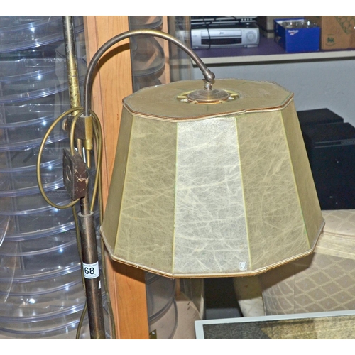 68 - Brass floor standing lamp with shade