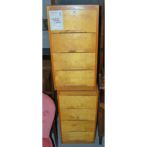 71 - 2 vintage Linden 4 draw cabinets