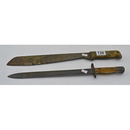 726 - Antique Bayonet and machete