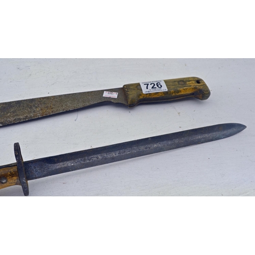 726 - Antique Bayonet and machete