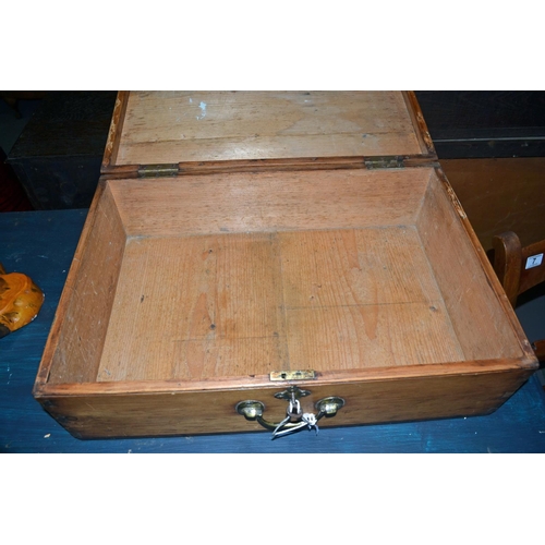 8 - Antique pine box with key