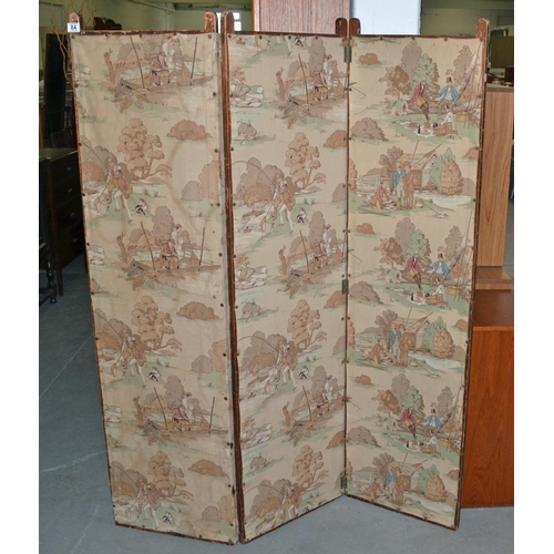 84 - Vintage screen with unusual 1930's fabric