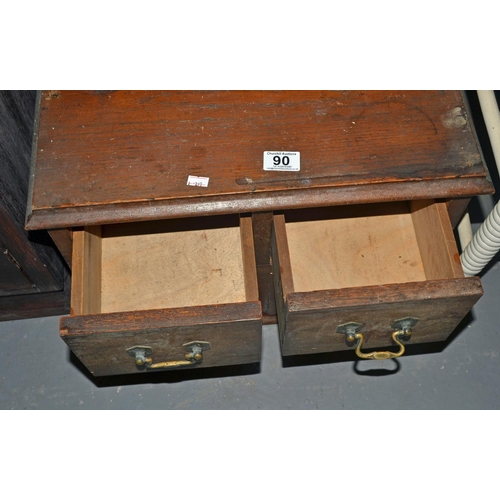 90 - Vintage 4 drawer Oak tabletop cabinet