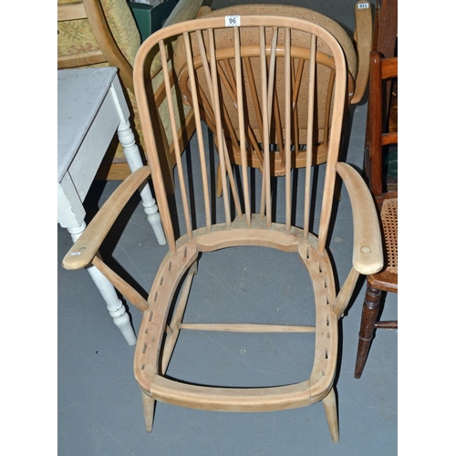 96 - Blonde Ercol armchair frame