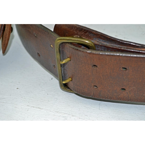 350 - A vintage leather military Sam Browne belt with shoulder strap