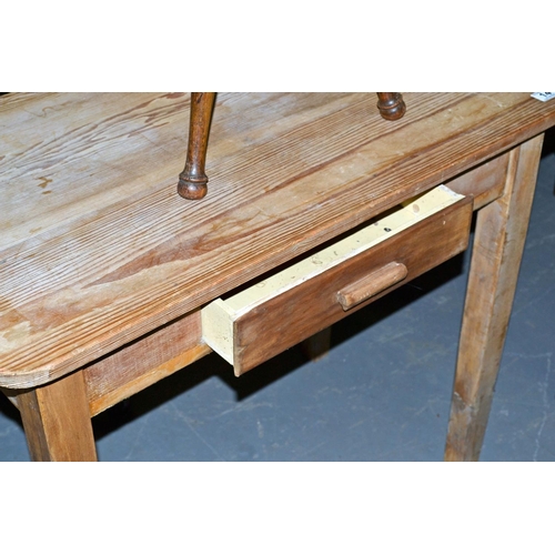 14 - An antique pine side table with drawer