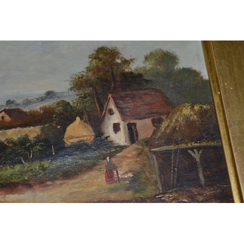 230 - An antique oil on canvas in decorative gilt frame showing a rural scene - signed Jackson?